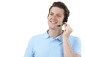 Man Answering Calls In Customer Service Department Royalty Free Stock Photo