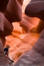 Man in Antelope Canyon Royalty Free Stock Photo