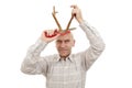 Man with antlers Royalty Free Stock Photo