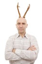 Man with antlers Royalty Free Stock Photo