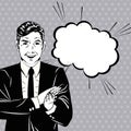 Man applause bubble style pop art Royalty Free Stock Photo