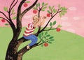 Man in apple tree