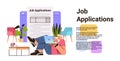 man applying for job applicant filling up online profession apply hiring job application concept horizontal Royalty Free Stock Photo