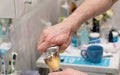 Man applying shaving foam to a brush Royalty Free Stock Photo