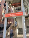 Man approaches steps to enter Roosevelt Island Tramway