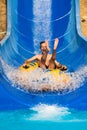 Man at aqua park Royalty Free Stock Photo