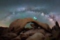 Man on Arch Rock under the Milky Way Galaxy