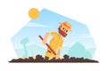 Man Archeologist Digging Soil, Scientist Character During Archeological Excavations Cartoon Vector Illustration