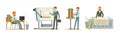 Man Architect Character and Construction Engineer Worker Vector Set