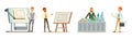 Man Architect Character and Construction Engineer Worker Vector Set