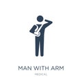 man with arm injury icon in trendy design style. man with arm injury icon isolated on white background. man with arm injury vector