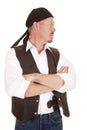 Man arms folded concealed gun look side Royalty Free Stock Photo