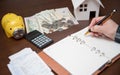 A man arranging receipts. Royalty Free Stock Photo