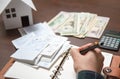 A man arranging receipts. Royalty Free Stock Photo