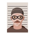 Man arrested photo in police icon, cartoon style