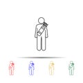 man with arrow bag multi color style icon. Simple thin line, outline vector of vmle bag and luggage icons for ui and ux, website Royalty Free Stock Photo