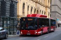 Man articulated city bus in Stockholm
