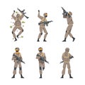 Man as Military Special Armed Force in Uniform and Rifle Vector Set