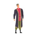 Man in Asian National lothing, Male Representative of Country in Traditional Outfit of Nation Cartoon Style Vector