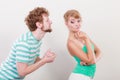 Man asking for forgivness. Conflicted couple. Royalty Free Stock Photo