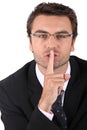Man asking for silence Royalty Free Stock Photo
