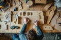 A man assembles a cardboard 3D model