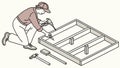 Man Assembling Wooden Frame, Construction and Building DIY. vector design Generative AI Royalty Free Stock Photo