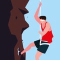 man athlete practicing climbing character Royalty Free Stock Photo