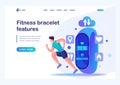 Man Athlete Uses a Fitness Bracelet. Flat 2D Character