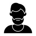 Man avatar with beard solid icon. Man faceless vector illustration isolated on white. Male user glyph style design