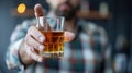 man avoids drinking whiskey. Ai Generated Royalty Free Stock Photo