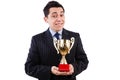 Man awarded with cup Royalty Free Stock Photo