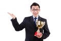 Man awarded with cup isolated Royalty Free Stock Photo