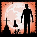 Man with ax in the halloween night