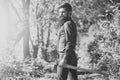 Man with an ax. Logger with beard