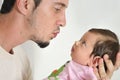 Man and baby closeup portrait