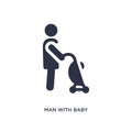 man with baby stroller icon on white background. Simple element illustration from behavior concept Royalty Free Stock Photo
