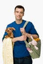 Man with baby supplies