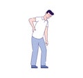 Man with back pain flat vector illustration. Royalty Free Stock Photo