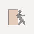 man with back pushes box 2 colored line icon. Simple colored element illustration. man with back pushes box outline symbol design Royalty Free Stock Photo