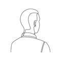 Man back view, one line continuous drawing. Confidential, private person. Anonymous head. Simple single minimalism