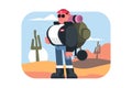Man with backpack in desert Royalty Free Stock Photo
