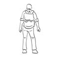 Man with backpack standing illustration vector hand drawn isolated on white background line art Royalty Free Stock Photo