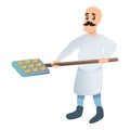 Man baker icon, cartoon style