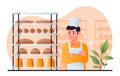 Man with bakery proucts Royalty Free Stock Photo