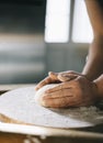 Man baking bread in the kitchen Royalty Free Stock Photo