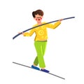 Man Balance Stick Balancing On Tightrope Vector