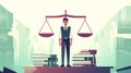Lawyer and Justice Scales with Books, Symbolizing Legal System and Verdict Royalty Free Stock Photo