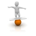 Man balancing on orange ball Royalty Free Stock Photo