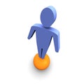 Man balancing on orange ball